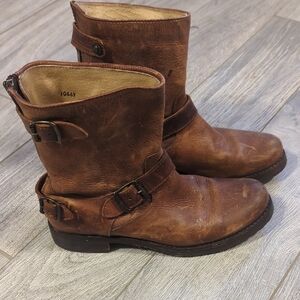 Frye Tan Leather Boots with Buckle
